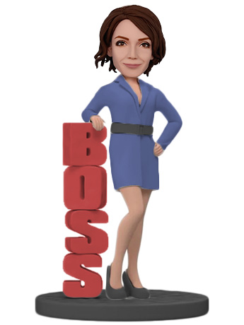 Woman with Boss Sign